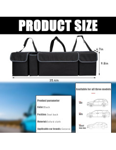 Organizador de Maletero de Coche Yourkar, Tela Oxford Plegable 2