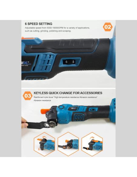 Kit de Herramienta Oscilante Inalámbrica NEWONE 18V 6 Velocidades