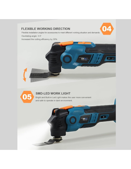 Kit de Herramienta Oscilante Inalámbrica NEWONE 18V 6 Velocidades