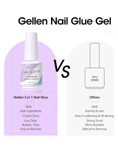 Gellen Pegamento para Uñas 5 en 1 UV 15ML - Gel Adhesivo