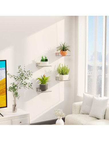 Estantes Flotantes Adhesivos Yieach 4 Piezas 12.7 cm Transparente