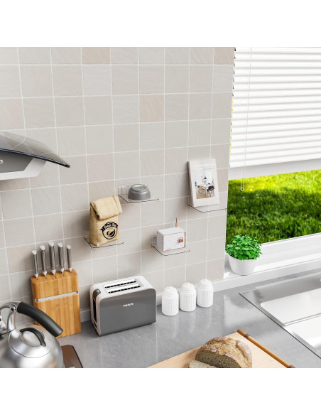 Estantes Flotantes Adhesivos Yieach 4 Piezas 12.7 cm Transparente Estantes Flotantes Adhesivos Yieach 4 Piezas 12.7 cm Transparente