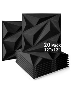 Paneles Acústicos Art3dwallpanels 20 Unidades 30.48x30.48cm Negro