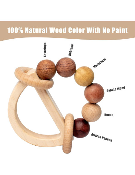 Sonajero de Madera Natural para Bebés 0-6 Meses - Yourun