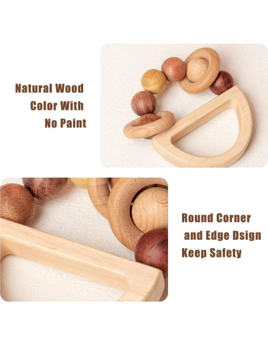 Sonajero de Madera Natural para Bebés 0-6 Meses - Yourun
