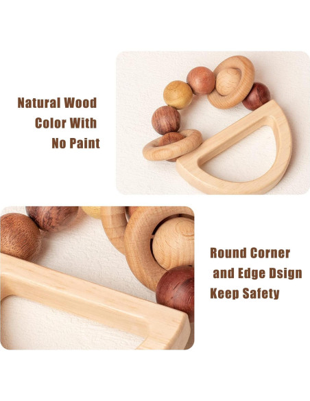 Sonajero de Madera Natural para Bebés 0-6 Meses - Yourun