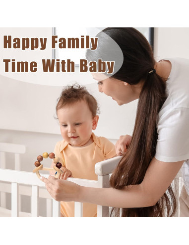 Sonajero de Madera Natural para Bebés 0-6 Meses - Yourun