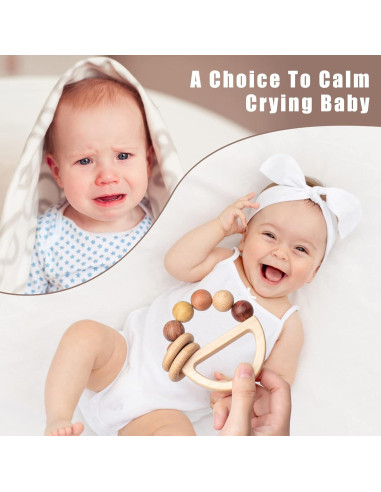 Sonajero de Madera Natural para Bebés 0-6 Meses - Yourun