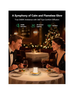 Lámpara de Mesa Recargable Tubicen LED Sin Cable 2400K 2