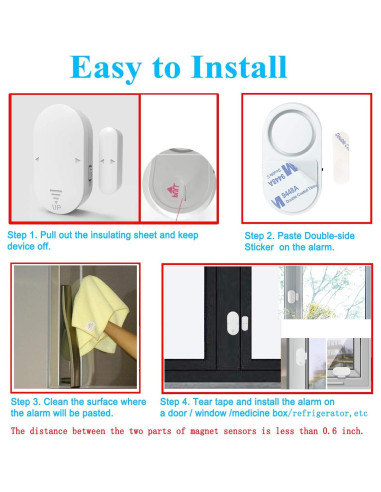 Alarma Inalámbrica de Puerta y Ventana Evernary 130dB - 6 Piezas