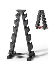 Soporte para Mancuernas Crostice, Ergonómico, 6 Niveles, Negro