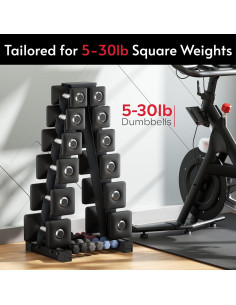 Soporte para Mancuernas Crostice, Ergonómico, 6 Niveles, Negro 2