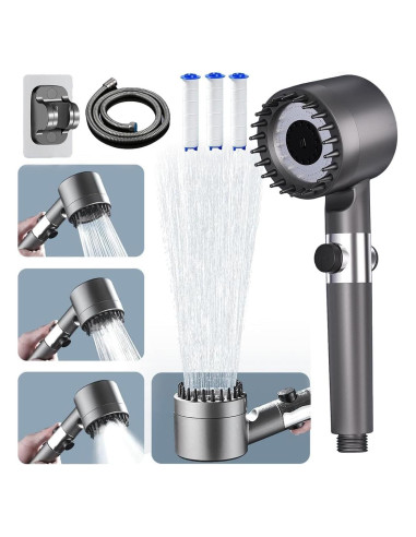 Cabezal de Ducha Filtrado WPARHUS con Alta Presión y Manguera 152 cm