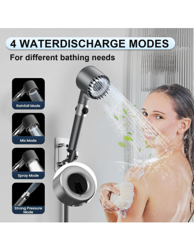 Cabezal de Ducha Filtrado WPARHUS con Alta Presión y Manguera 152 cm