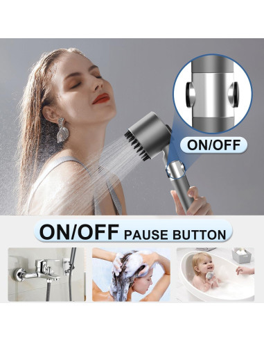 Cabezal de Ducha Filtrado WPARHUS con Alta Presión y Manguera 152 cm