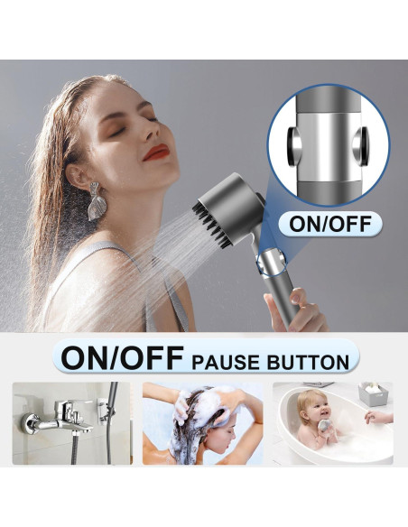 Cabezal de Ducha Filtrado WPARHUS con Alta Presión y Manguera 152 cm