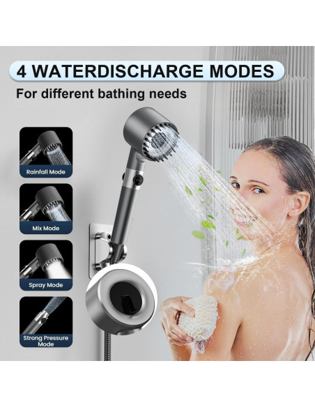 Cabezal de Ducha Filtrado WPARHUS con Alta Presión y Manguera 152 cm