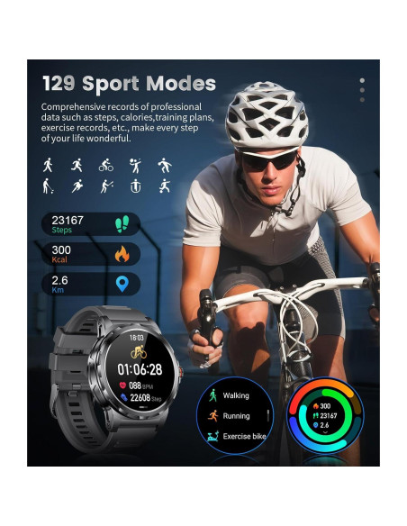 Reloj Inteligente Militar SUNKTA 1.46" AMOLED Resistente 5ATM