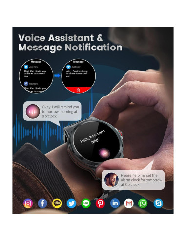 Reloj Inteligente Militar SUNKTA 1.46" AMOLED Resistente 5ATM