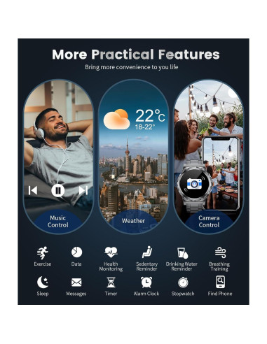 Reloj Inteligente Militar SUNKTA 1.46" AMOLED Resistente 5ATM