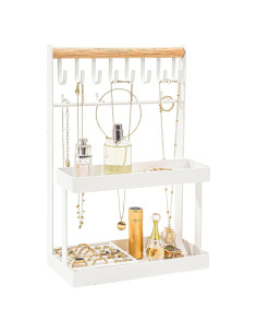 Organizador de Joyería Lolalet 4 Niveles Blanco con 12 Ganchos