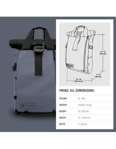 Mochila de viaje WANDRD PRVKE 21L V3 impermeable con acceso lateral