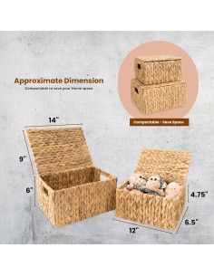 Juego de 2 Cestas de Almacenamiento KOLWOVEN con Tapa 2