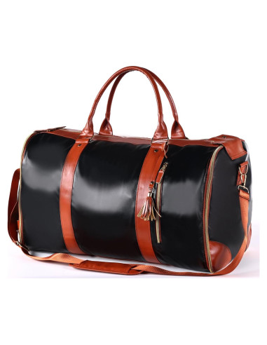 Bolsa de viaje tipo duffle ZHOUMADE negra 2 en 1 para ropa