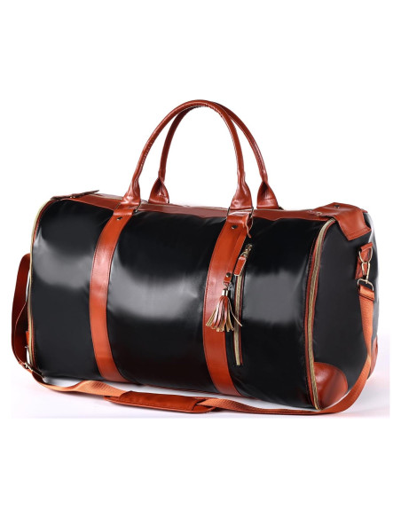 Bolsa de viaje tipo duffle ZHOUMADE negra 2 en 1 para ropa
