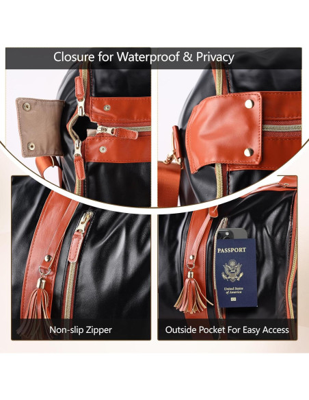 Bolsa de viaje tipo duffle ZHOUMADE negra 2 en 1 para ropa