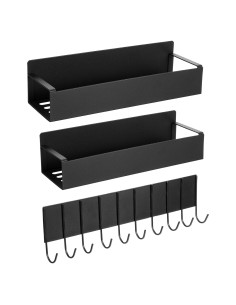 Estante Magnético para Especias MAQUITA - 3 Piezas, Negro