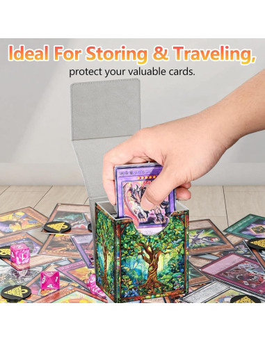 Caja de Almacenamiento de Cartas JANENFNA Verde 100+ Cartas