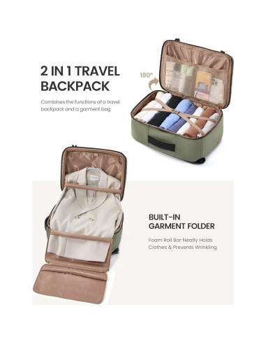 Mochila de Viaje LOVEVOOK 40L para Laptop 17.3" con Bolsa de Ropa