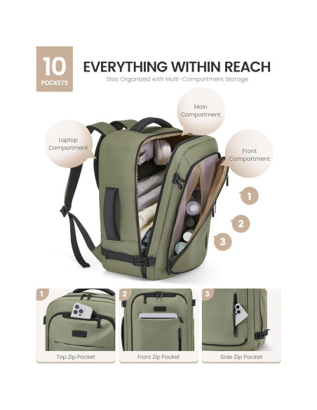 Mochila de Viaje LOVEVOOK 40L para Laptop 17.3" con Bolsa de Ropa