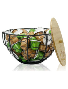 Soporte para cápsulas de café Genérico con tapa de madera 19.5cm