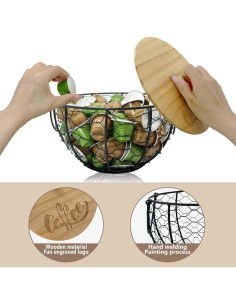 Soporte para cápsulas de café Genérico con tapa de madera 19.5cm 2