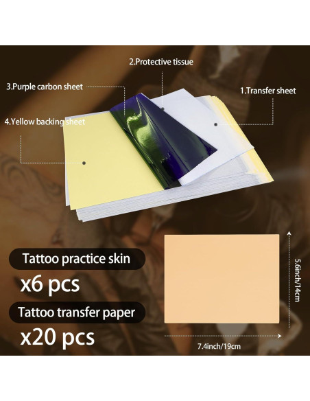 Kit de Práctica de Tatuaje Nsidd 26 Piezas 3MM Piel y Papel