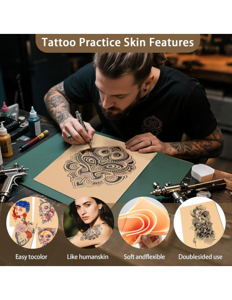Kit de Práctica de Tatuaje Nsidd 26 Piezas 3MM Piel y Papel