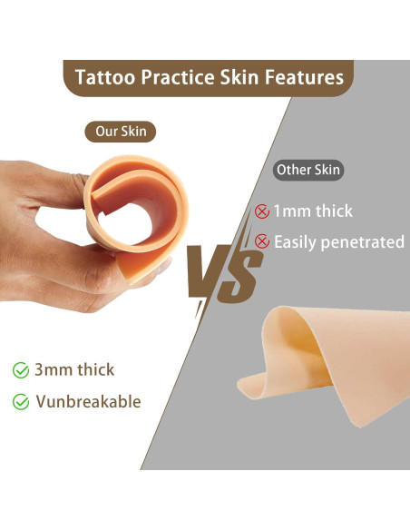 Kit de Práctica de Tatuaje Nsidd 26 Piezas 3MM Piel y Papel