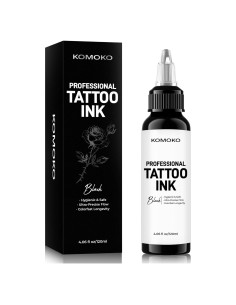 Tinta para Tatuajes Komoko 120 ml Negra Profesional a Base de Plantas