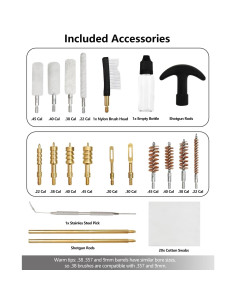 Kit de Limpieza de Armas ZZY - Varilla Reforzada y Cepillos para Calibres .22, 9mm, .45 2