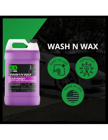 Jabón Lavado y Cera 3D Wash N Wax - pH Balanceado 3.78L