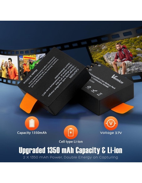 Cargador Doble para Baterías PG1050 Vemico 1350mAh - 3 Piezas