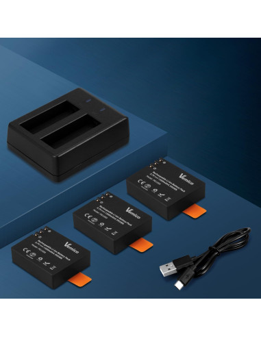 Cargador Doble para Baterías PG1050 Vemico 1350mAh - 3 Piezas