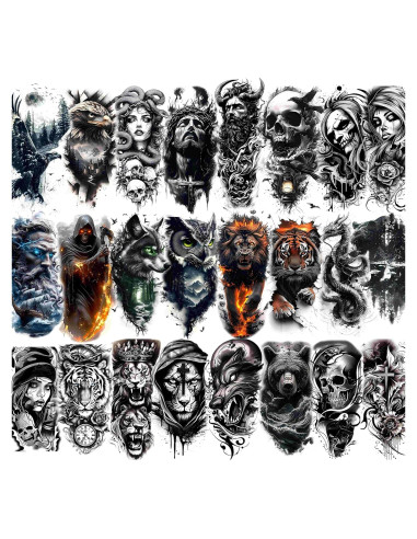 Tatuajes Temporales GLARYYEARS 24-Pack Realistas para Adultos