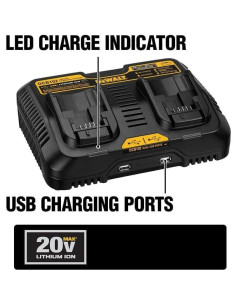 Cargador DEWALT DCB102 12/20V MAX con 2 puertos USB 2
