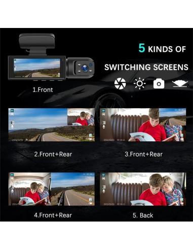 Cámara Doble Dash Cam Genérico 1080P con Visión Nocturna IR
