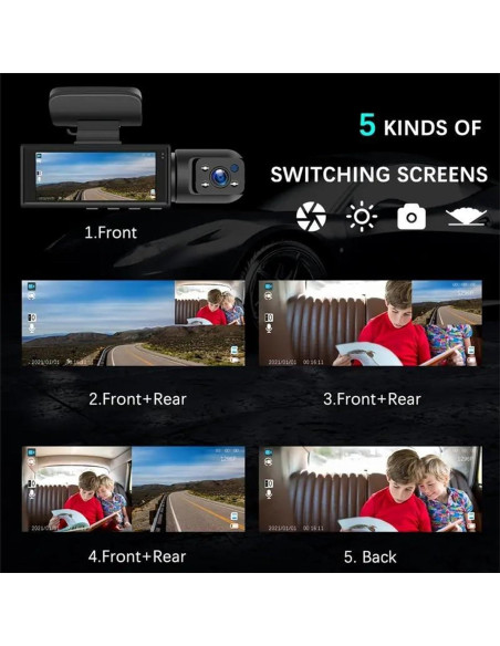 Cámara Doble Dash Cam Genérico 1080P con Visión Nocturna IR