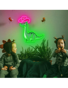 Cartel de Neón Dinosaurio Vaquero ZLOOREE 39x38 cm LED Regulable 2