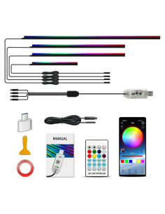 Luces LED de Tira VAUNGIUG RGB 4 en 1 para Automóvil USB